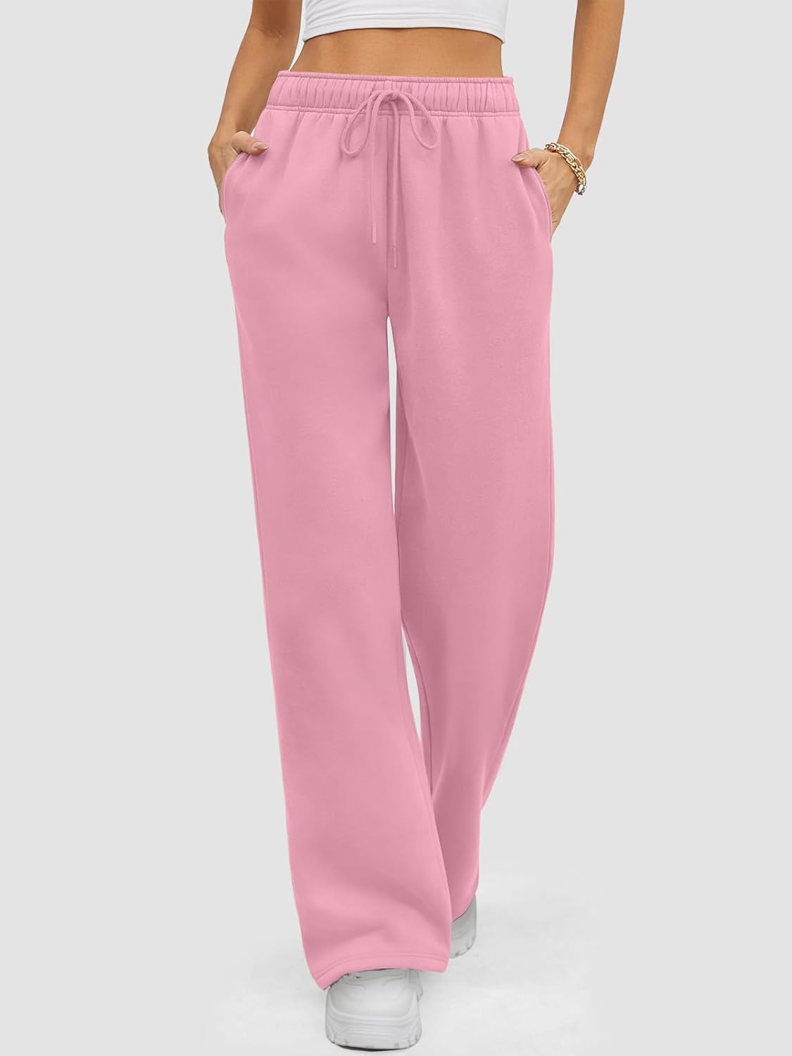 ATHMILE Womens Sweatpants 2024 Baggy Wide Fleece Lined Straight Leg Pants