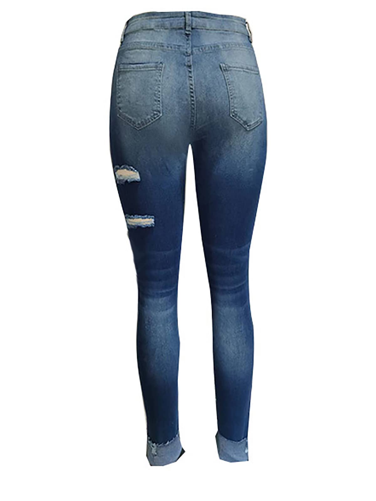 KUNMI Women's Ripped Mid Waisted Boyfriend Jeans Loose Fit Distressed Stretchy Denim Pants