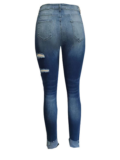 KUNMI Women's Ripped Mid Waisted Boyfriend Jeans Loose Fit Distressed Stretchy Denim Pants