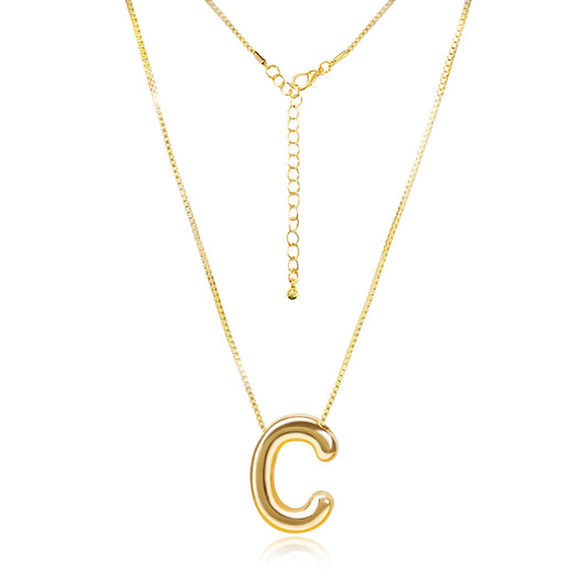 Bubble Letter Necklace Gold Initial Necklace for Women Trendy Balloon Letter Necklace Dainty Gold Necklaces for Women Birthday Christmas Gifts for Women Her Wife Mom Girlfriend Teen Girl