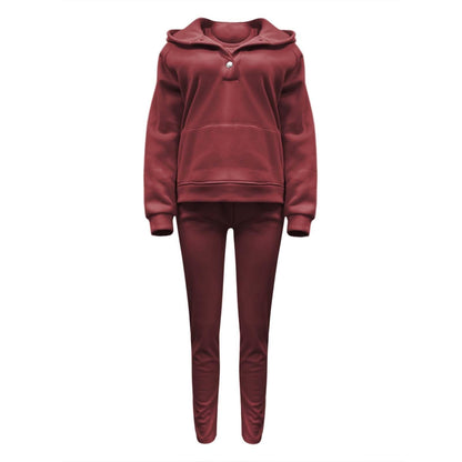 Lounge Sets for Women - 2 Piece Button Thick Outfits Sweatsuit Hoodies with Pants Fall Jogging Track Suits for Women