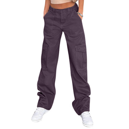 Lepunuo Cargo Pants for Women High Waisted Casual Pants Baggy Stretchy Wide Leg Y2K Streetwear with 6 Pockets