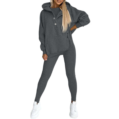 Lounge Sets for Women - 2 Piece Button Thick Outfits Sweatsuit Hoodies with Pants Fall Jogging Track Suits for Women