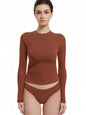 Abonlen Long Sleeve Shirts for Women Crewneck Basic Tees T Shirts Fitted Crop Tops Y2k Going Out Tops