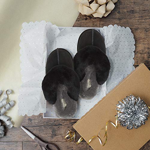 Dearfoams Women's Fireside Sydney Shearling Fur Indoor/Outdoor Scuff Slipper with Wide Widths