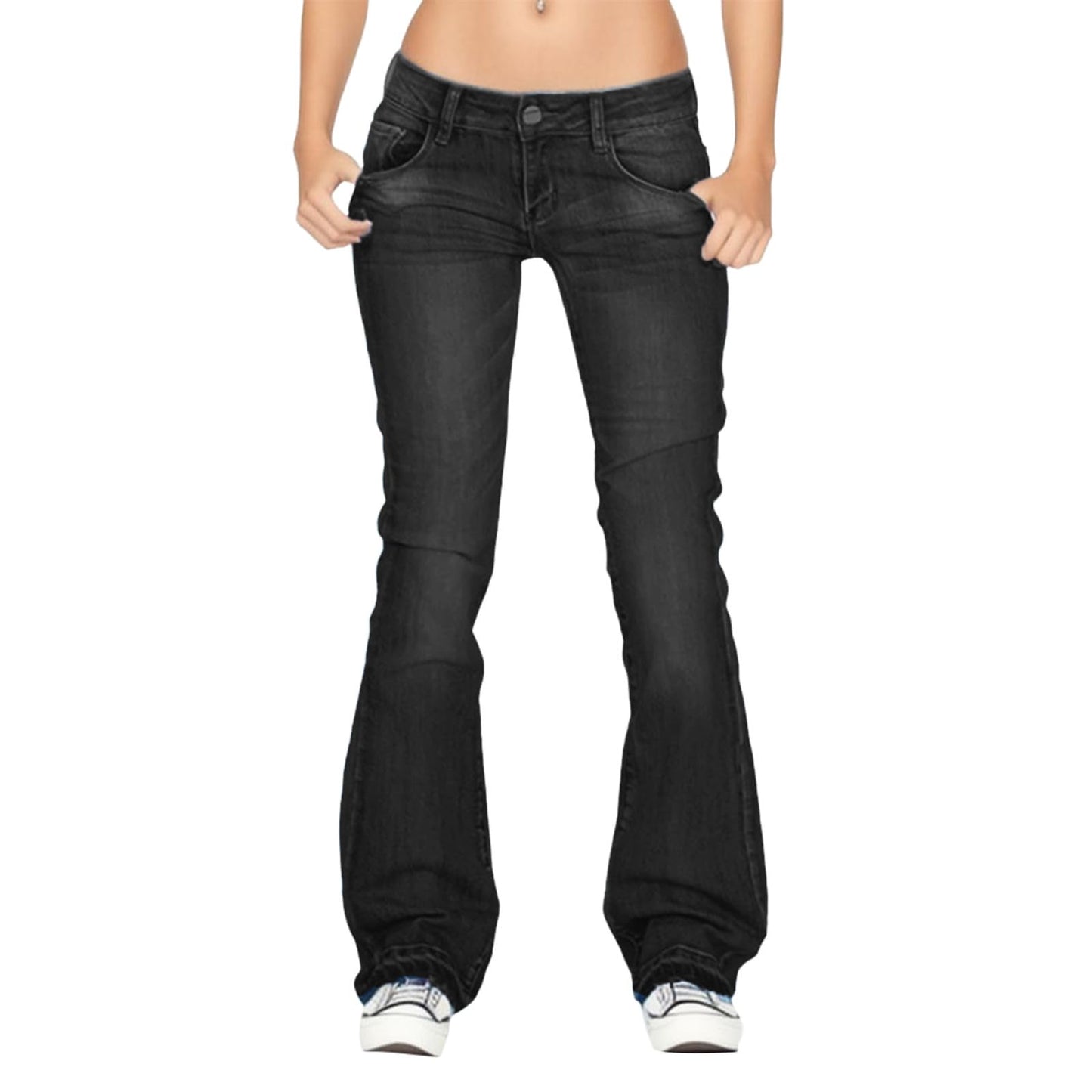 Jeans for Women High Waist Stretchy Classic Button Fly Stretchy Straight Legs Denim Pants Loose Boyfriend Denim Pant