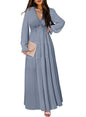 BLENCOT Womens Casual Boho Deep V Neck Short Sleeve Long Dress