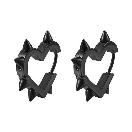 Goth Earrings Black Heart Punk Earrings Set Y2k Emo Jewelry Alternative Jewelry for Women Grunge Earrings Spike Earrings Gifts for Men
