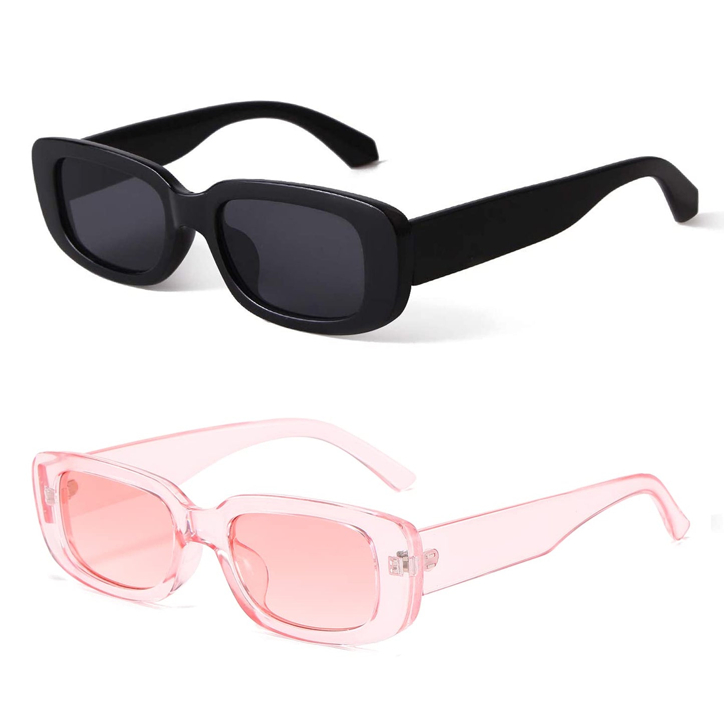 BUTABY Rectangle Sunglasses for Women Retro Driving Glasses 90’s Vintage Fashion Narrow Square Frame UV400 Protection