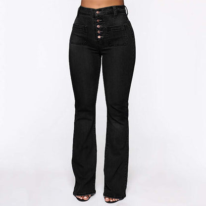 Women's Wide Leg Jeans High Waist Stretchy Classic High Rise Slimming Jeggings Cropped Wide-Leg Jeans