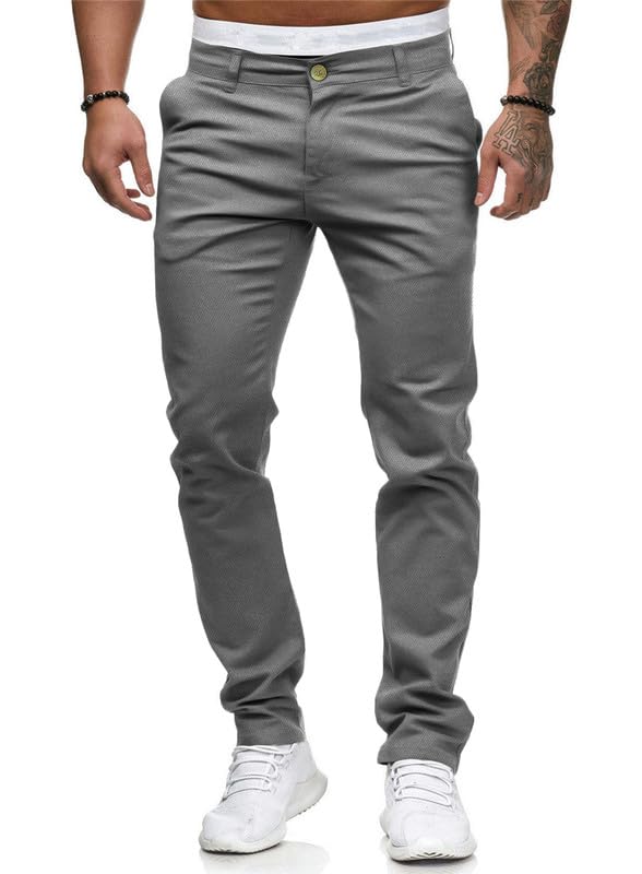 HUNGSON Mens Chinos Slim Fit Stretch Flat-Front Skinny Dress Pants