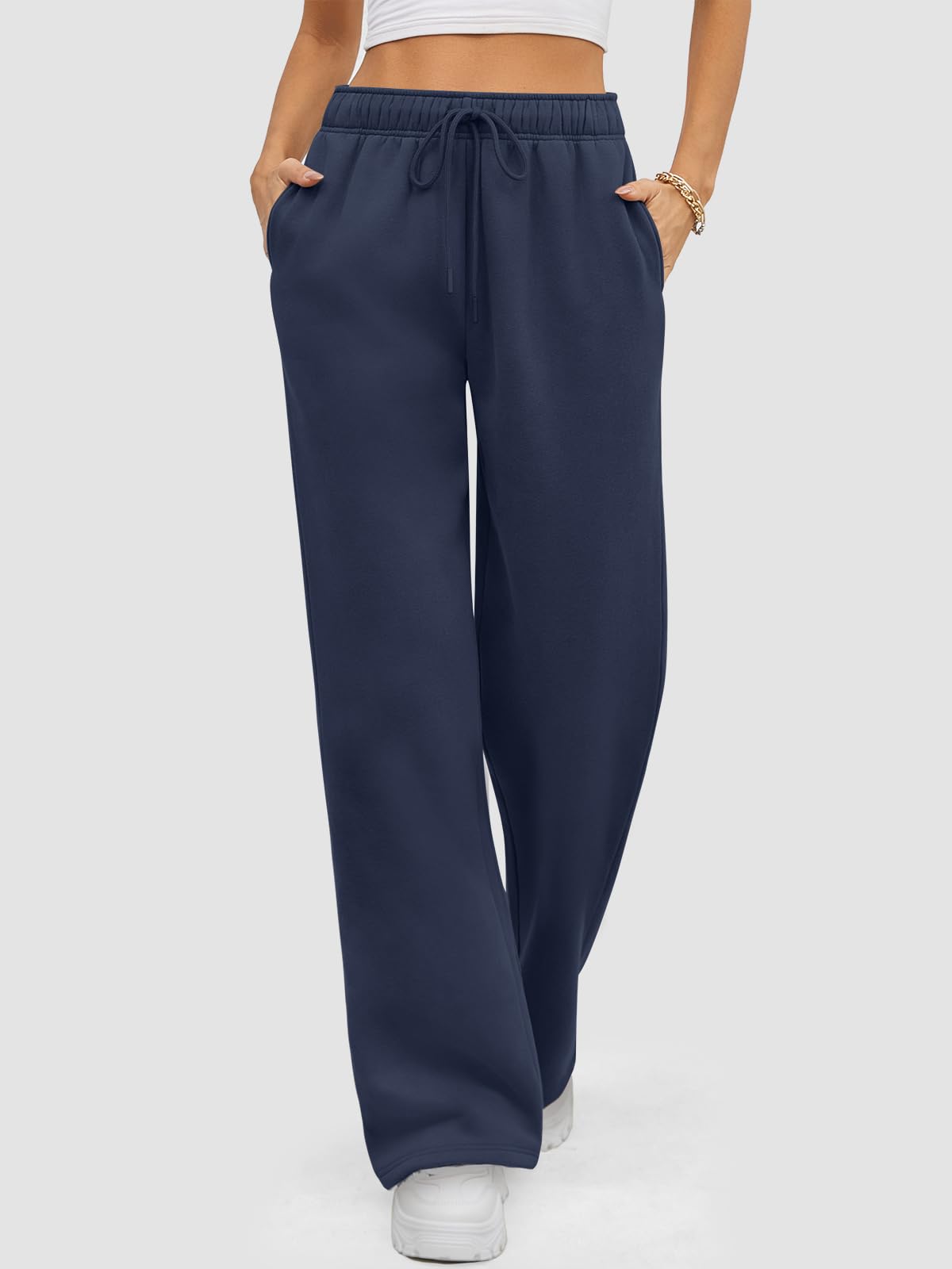 ATHMILE Womens Sweatpants 2024 Baggy Wide Fleece Lined Straight Leg Pants