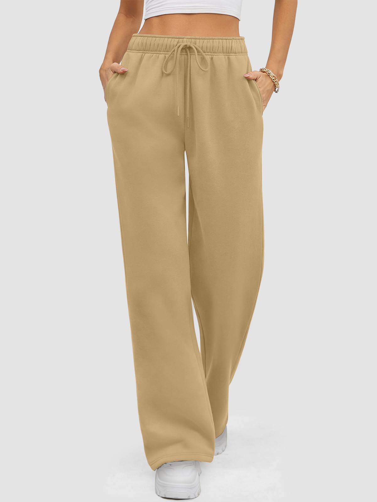 ATHMILE Womens Sweatpants 2024 Baggy Wide Fleece Lined Straight Leg Pants