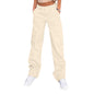 Lepunuo Cargo Pants for Women High Waisted Casual Pants Baggy Stretchy Wide Leg Y2K Streetwear with 6 Pockets