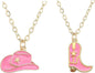 Cowboy Boot Necklace Gold Cowgirl for Women Plated Layered Hat Boots Pendant preppy Necklaces Texas Charm Morgan Coastal Disco Concert Western Style Pink Country Girl Jewelry Cosplay Gift for Boy Male