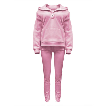 Lounge Sets for Women - 2 Piece Button Thick Outfits Sweatsuit Hoodies with Pants Fall Jogging Track Suits for Women