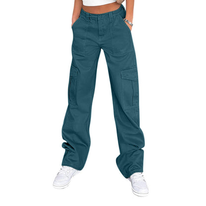Lepunuo Cargo Pants for Women High Waisted Casual Pants Baggy Stretchy Wide Leg Y2K Streetwear with 6 Pockets