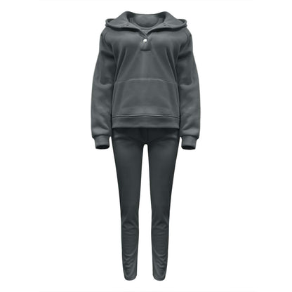 Lounge Sets for Women - 2 Piece Button Thick Outfits Sweatsuit Hoodies with Pants Fall Jogging Track Suits for Women