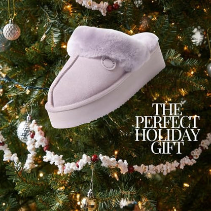Dearfoams Women's Fireside Sydney Shearling Fur Indoor/Outdoor Scuff Slipper with Wide Widths