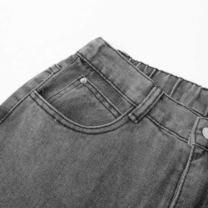 Women's Modern Straight Jeans Wide Leg Casual 2024 Boyfriend Cropped Raw Hem Denim Pants Cropped Wide-Leg Jeans
