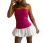 Women Y2k Puff Bubble Dress 2024 Summer Strapless Mini Dress Casual Patchwork Bandeau Tube Corset Party Sundress