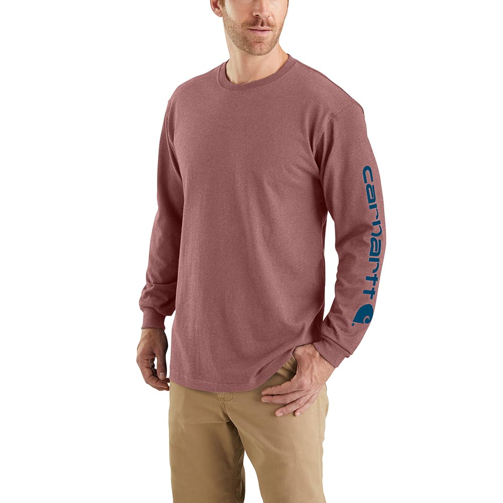 Carhartt Men's Loose Fit Heavyweight Long-Sleeve Logo Sleeve Graphic T-Shirt