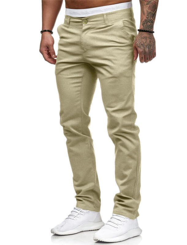 HUNGSON Mens Chinos Slim Fit Stretch Flat-Front Skinny Dress Pants
