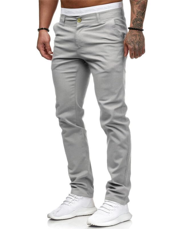 HUNGSON Mens Chinos Slim Fit Stretch Flat-Front Skinny Dress Pants