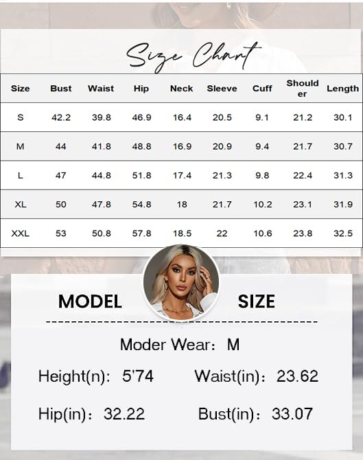 HOTOUCH Women Oversized Button Down Shirts Office Drop Shoulder Blouse Long Sleeve Boyfriend Dress Shirt with Pockets