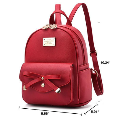 I IHAYNER Girls Bowknot Cute Leather Backpack Mini Backpack Purse for Women