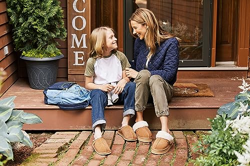 Dearfoams Women's Fireside Sydney Shearling Fur Indoor/Outdoor Scuff Slipper with Wide Widths