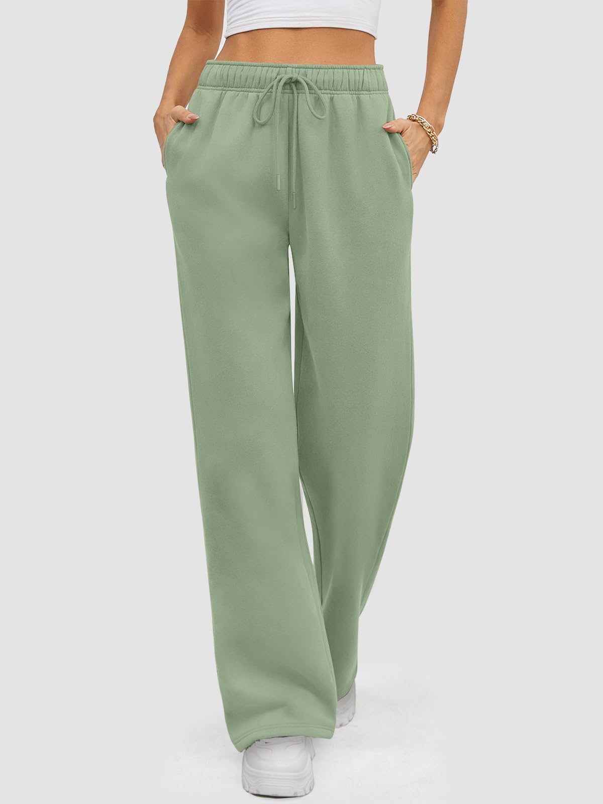ATHMILE Womens Sweatpants 2024 Baggy Wide Fleece Lined Straight Leg Pants