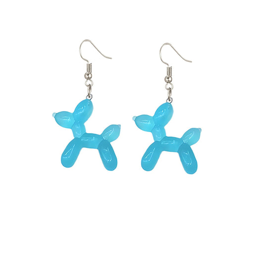 coadipress 3D Balloon Dog Earrings for Women Kawaii Funny Balloon Animal Dog Earrings Colorful Cartoon Resin Charm Poodle Dog Dangle Earrings Patry Fashion Accessories Jewelry