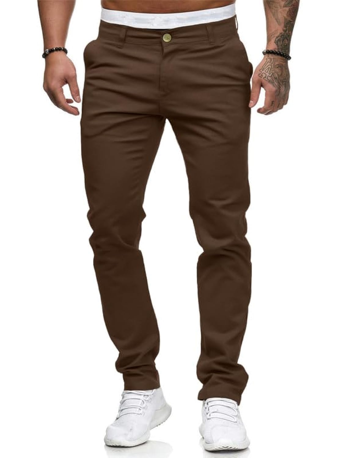HUNGSON Mens Chinos Slim Fit Stretch Flat-Front Skinny Dress Pants