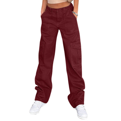 Lepunuo Cargo Pants for Women High Waisted Casual Pants Baggy Stretchy Wide Leg Y2K Streetwear with 6 Pockets