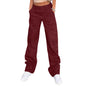 Lepunuo Cargo Pants for Women High Waisted Casual Pants Baggy Stretchy Wide Leg Y2K Streetwear with 6 Pockets