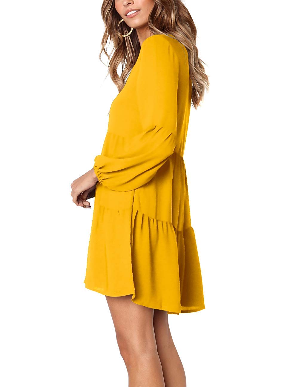 Amoretu Women Summer Tunic Dress V Neck Casual Loose Flowy Swing Shift Dress