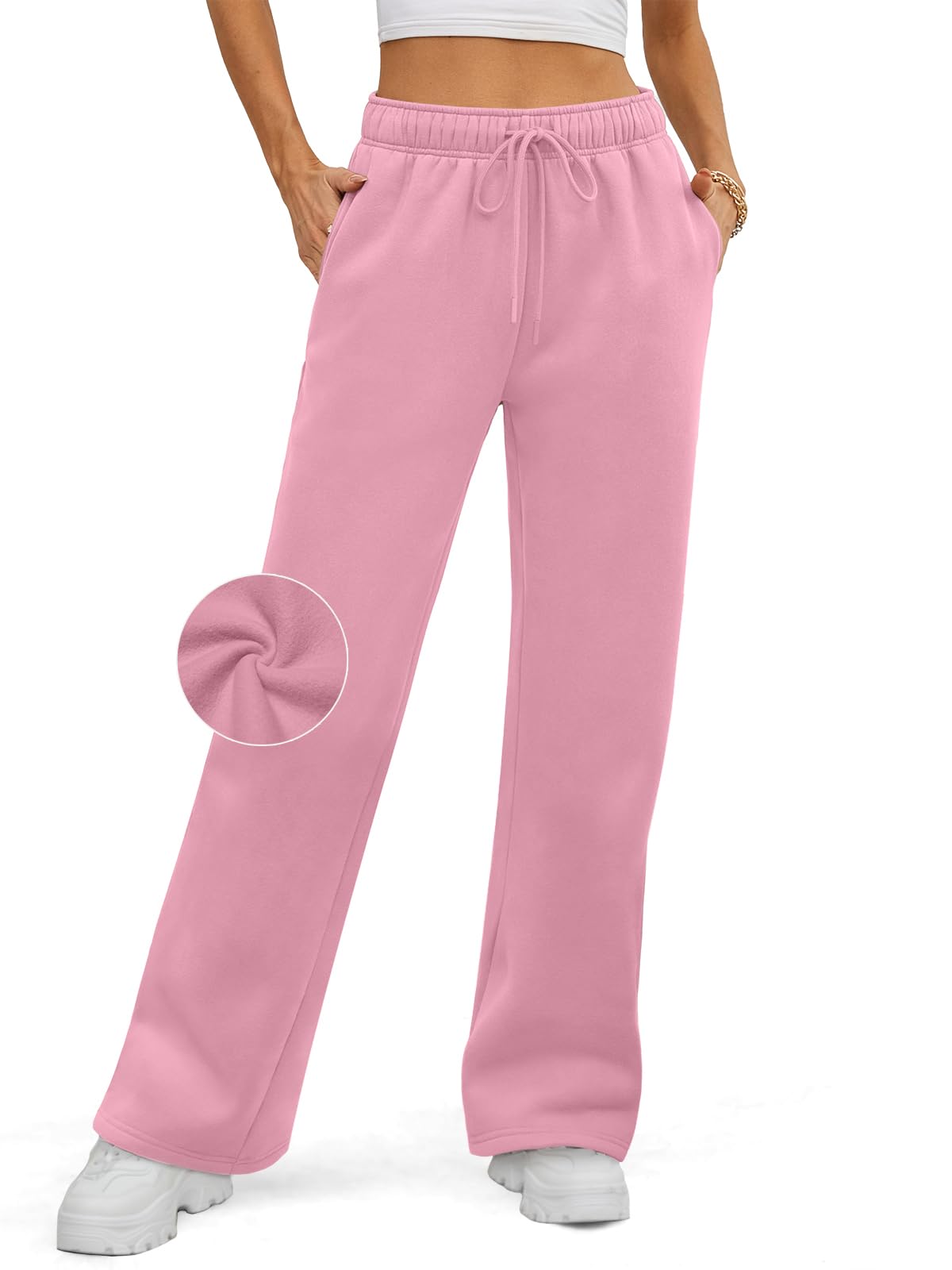 ATHMILE Womens Sweatpants 2024 Baggy Wide Fleece Lined Straight Leg Pants