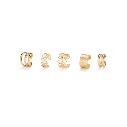 5 Pcs Gold Ear Cuffs for Women Non Piercing Ear Cuff Earrings Clip on Earring Set Huggie Hoop Earrings Cartilage Earrings Stack Jewelry for Women