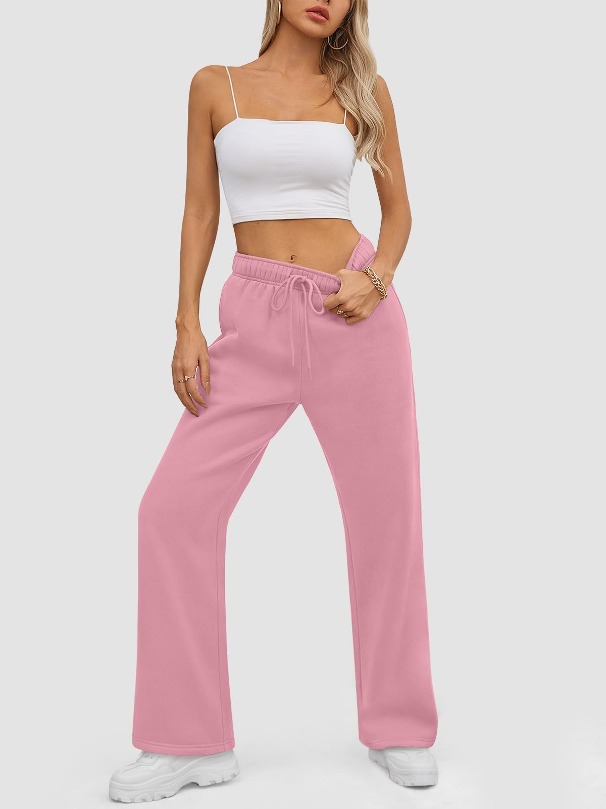 ATHMILE Womens Sweatpants 2024 Baggy Wide Fleece Lined Straight Leg Pants