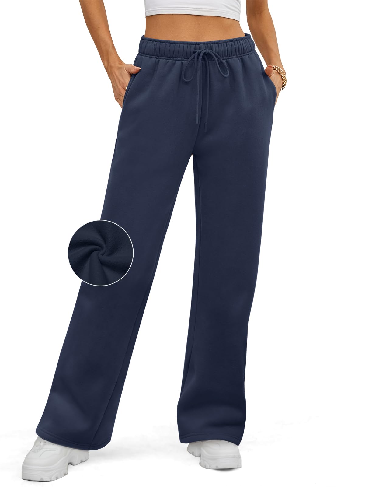 ATHMILE Womens Sweatpants 2024 Baggy Wide Fleece Lined Straight Leg Pants
