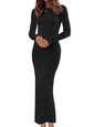 MEROKEETY Women's 2024 Long Sleeve Bodycon Sweater Dress Fall Crew Neck Ribbed Knit Maxi Dresses