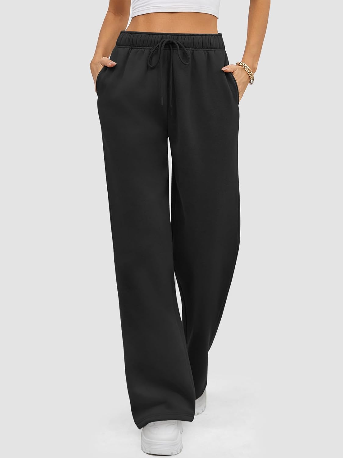 ATHMILE Womens Sweatpants 2024 Baggy Wide Fleece Lined Straight Leg Pants