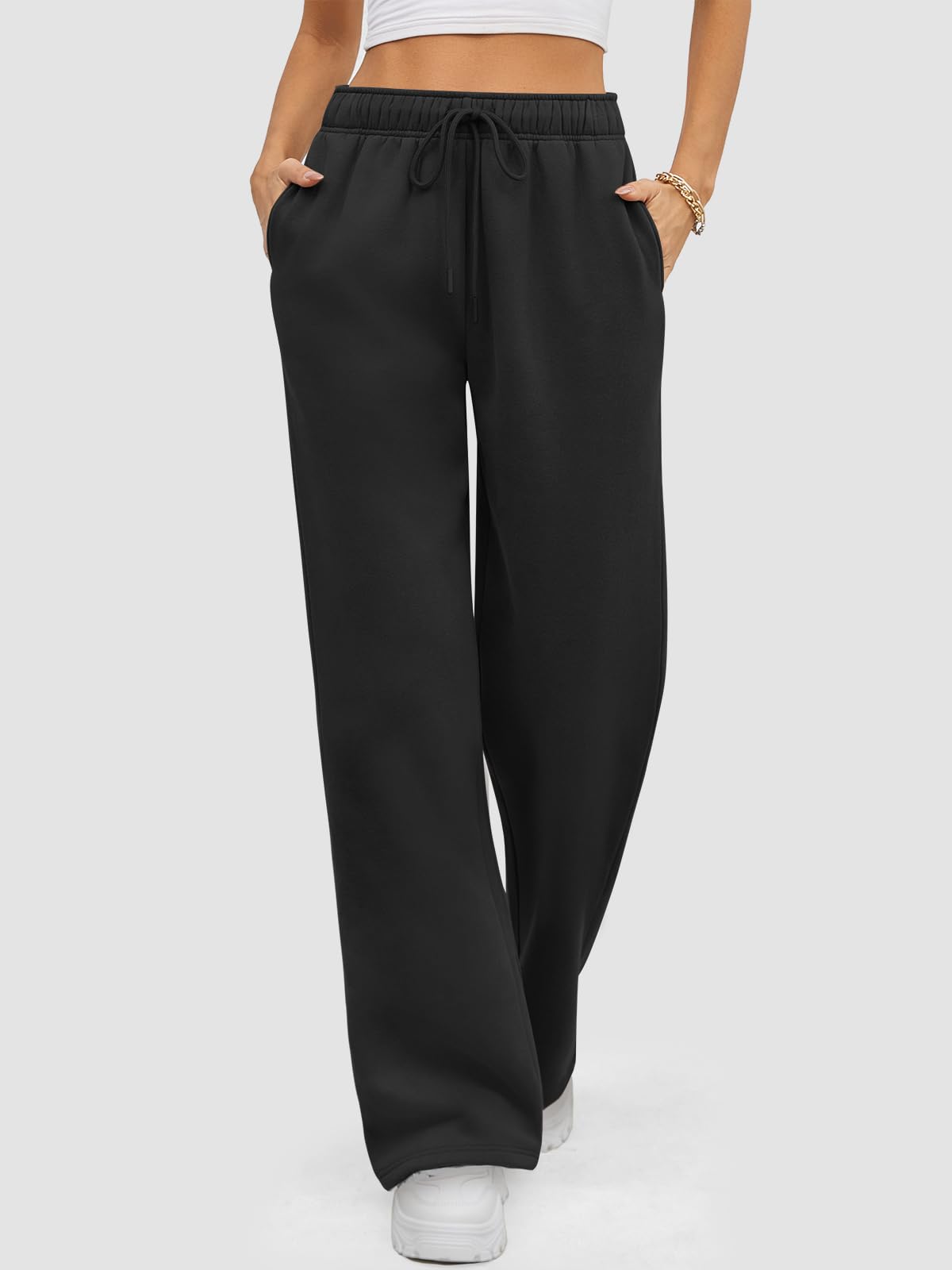 ATHMILE Womens Sweatpants 2024 Baggy Wide Fleece Lined Straight Leg Pants