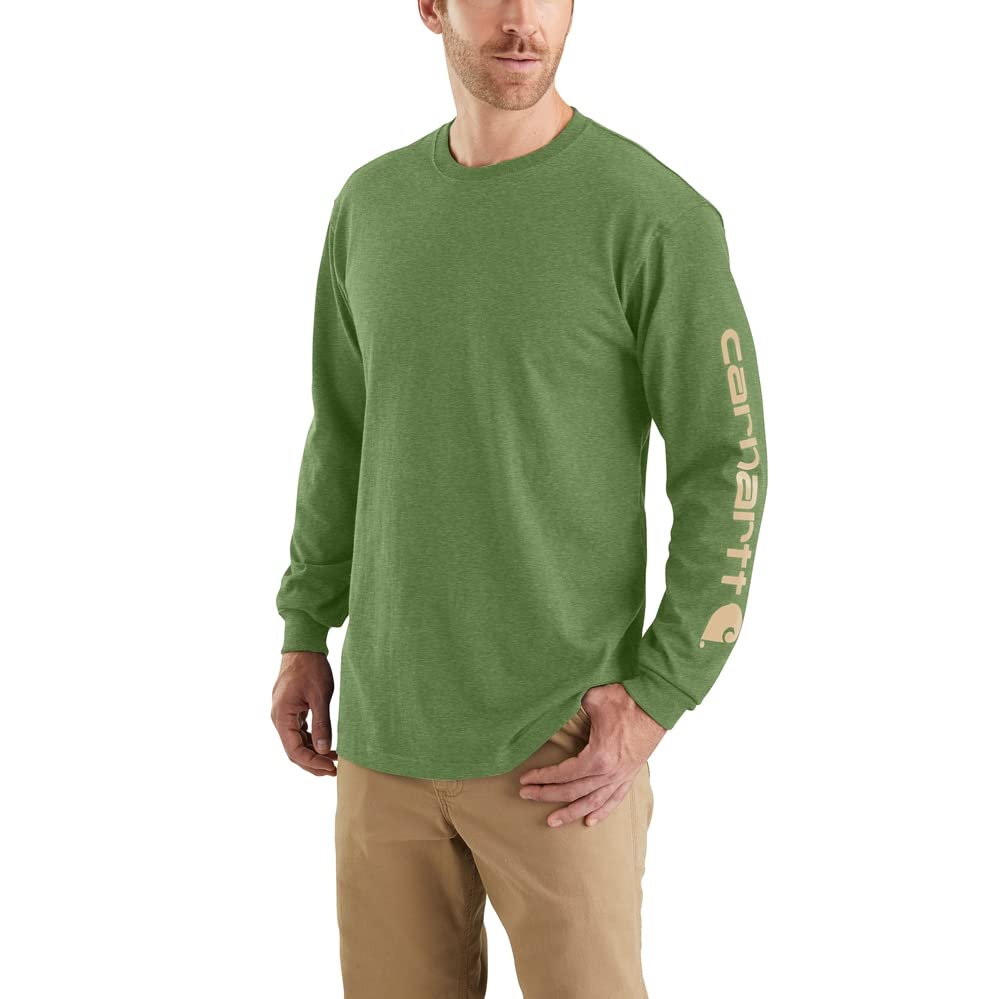 Carhartt Men's Loose Fit Heavyweight Long-Sleeve Logo Sleeve Graphic T-Shirt