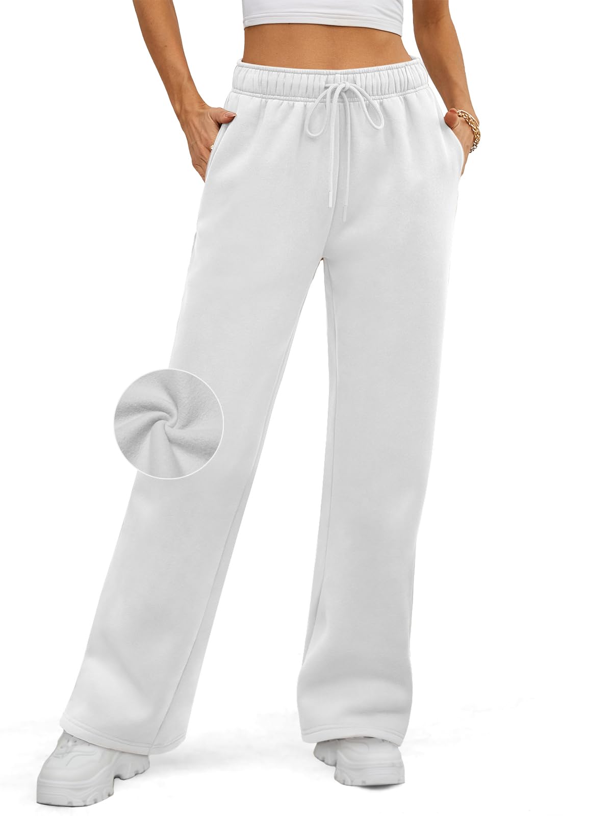 ATHMILE Womens Sweatpants 2024 Baggy Wide Fleece Lined Straight Leg Pants