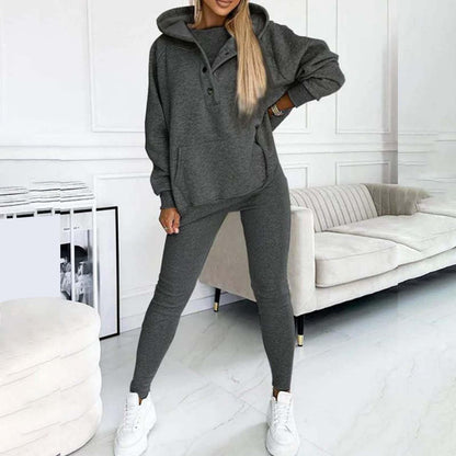 Lounge Sets for Women - 2 Piece Button Thick Outfits Sweatsuit Hoodies with Pants Fall Jogging Track Suits for Women