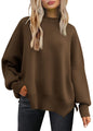 LILLUSORY Women's Oversized Batwing Sweaters 2024 Fall Outfits Crewneck Ribbed Knit Side Slit Trendy Pullover Tops
