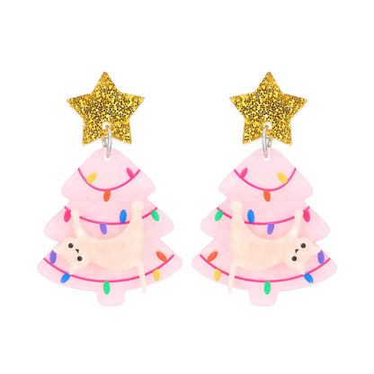 Christmas Tree Earrings for Women Xmas Earrings Colourful Christmas Tree Drop Dangle Earrings Christmas Tree Cake Earrings Christmas Tree Cat Earrings Acrylic Christmas Holiday Jewelry