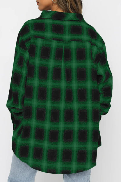 CHYRII Womens Button Down Flannel Shirts Long Sleeve Plaid Shackets Business Casual Blouse Top